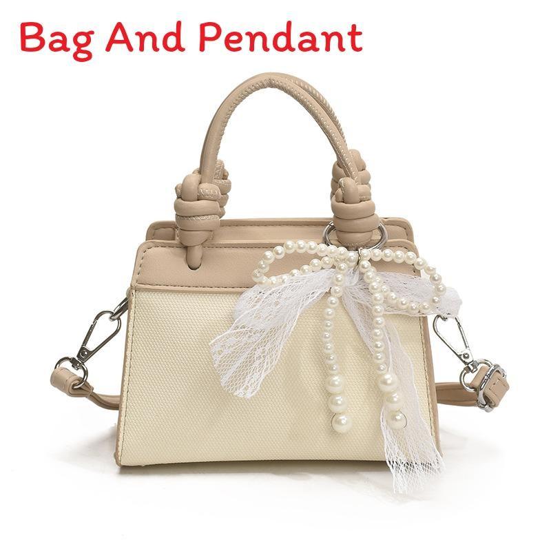 Design Minimally Spliced Children Casual Single Shoulder Square Bag With Pendant