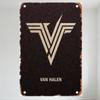 VAN HALEN Vintage Metal Tin Sign, Distressed Retro Band Logo Plaque for Home Bar Club Cafe Man Cave Decor, Classic Rock Music Ar
