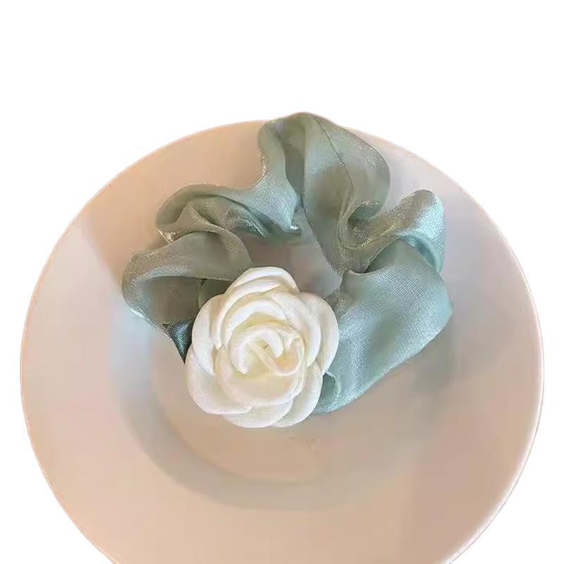 Camellia Flower Hair Scrunchies for Women, Elegant Floral Hair Ties, Elastic Hair Bands, Ponytail Holders, Hair Accessories