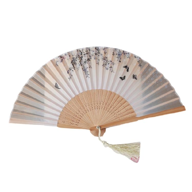 Women's Floral Handheld Fans Folding Hand Fans Silk Bamboo Hand Held Fans for Church Wedding Party Decorations Gifts