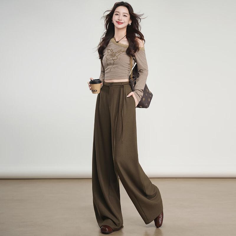 Bailuyu Women's Retro Straight-Leg Commuter Pants