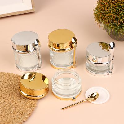 Electroplating Empty Cream Jar Refillable Lotion Bottle With Spoon 30/50/80/100g Travel Face Cream Cosmetic Cotton Pad Container