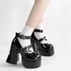 Cool Sweet Women's Punk Style High Heels Shoes Waterproof Platform Unique Gothic Mary Janes Customizable round Toe Rubber Sole