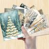 32pcs, Vintage Christmas Postcard, Green, Birthday/Anniversary Gift, Collectible, Suitable for Gift Giving, Can Be Mailed.