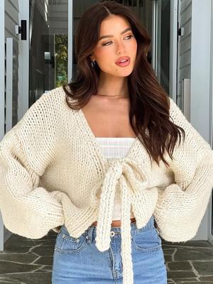 Women Knit Cardigan Sweater Coat 2025 Autumn Winter Long Sleeve Solid Lace Up Down Top Knitwear Female Outerwear Jacket
