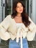 Women Knit Cardigan Sweater Coat 2025 Autumn Winter Long Sleeve Solid Lace Up Down Top Knitwear Female Outerwear Jacket