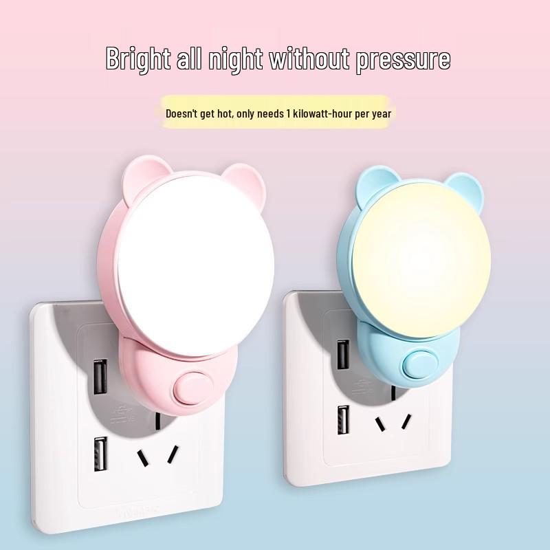 Children's Soft Night Light: Eye-Protection Plug-in Bedside Lamp for Sleep & Baby Feeding