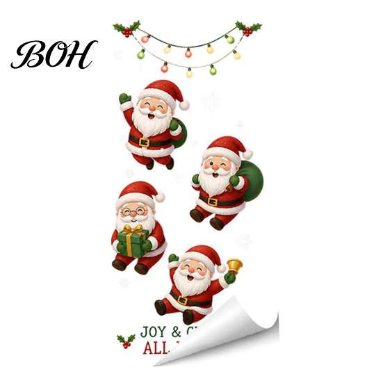 Seasonal Home Window Decor Christmas Static Clings, Removable Glass Decals, Snowman Santa Reindeer Nutcracker Glue Free Film with Snowflakes, Reusable