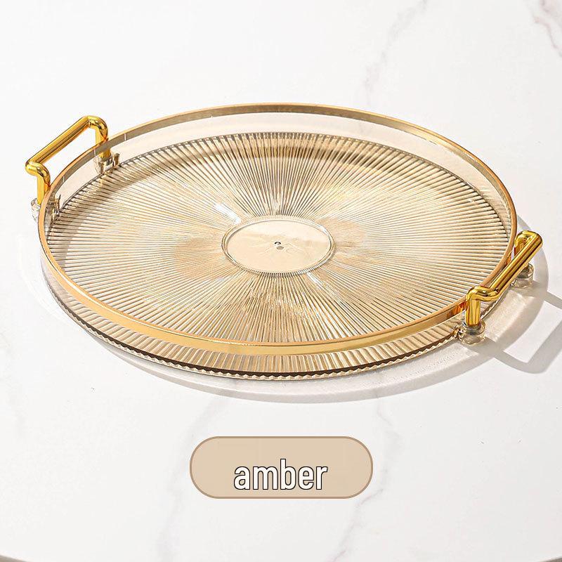 

Элегантный круглый поднос с двойными ручками: Утолщенная пластиковая фруктовая тарелка и поднос для чая для гостиной