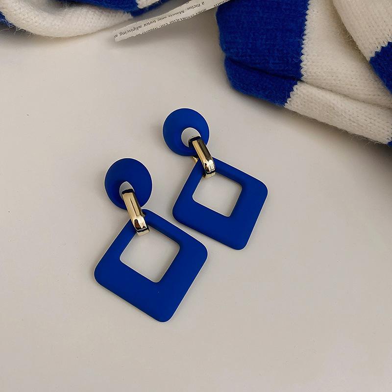 Dripping oil blue flower earrings high sense temperament versatile new stud earrings fashion Internet celebrity niche earrings women