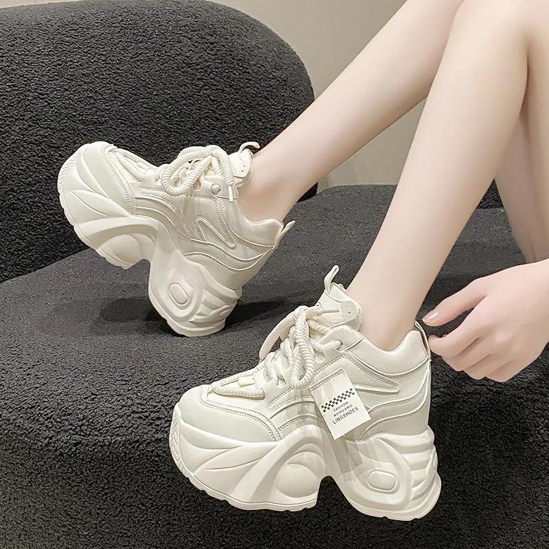 Summer new 9cm inner height-increasing women's shoes thick-soled small high-heeled dad shoes versatile sports and leisure shoes