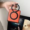 Business Sle Magnetic Rotating Holder Phone Case for Samsung Galaxy Z Flip3 4 5 6 7 Leather 3-piece Hinge Set Anti-Scratch Cover