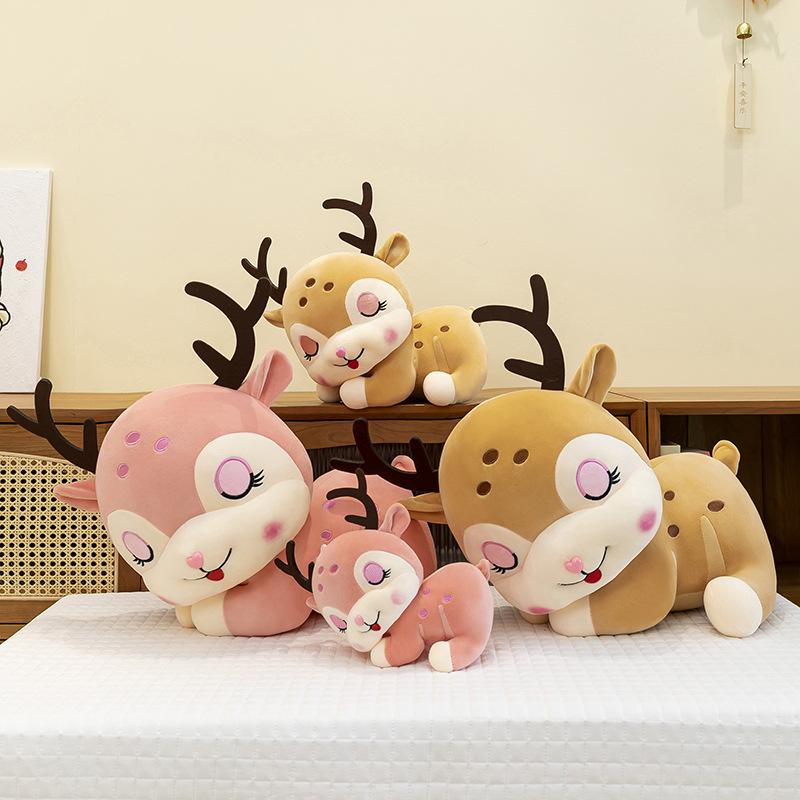 New Cute Sika Deer Doll Plush Toy Multi-size and Cost-effective Two-color Children's Doll Home Ornament