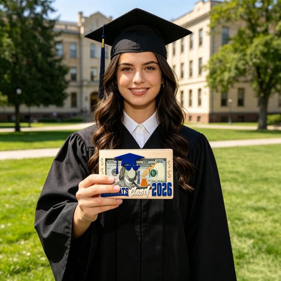 Držák na peníze pro absolventy ročníku 2026 Dřevěná maturitní karta Obálka na hotovostní dárek Krabička Maturitní dárky pro vysokou školu Střední školu Maturitní party potřeby