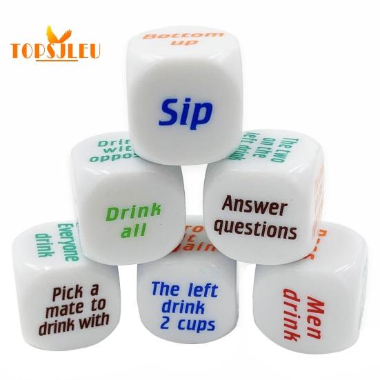 

6 шт. кубики-25 мм, кубики для питья, 6-сторонние разные буквы, гладкий край, круглый угол, забавные акриловые кубики для вечеринок 25mm