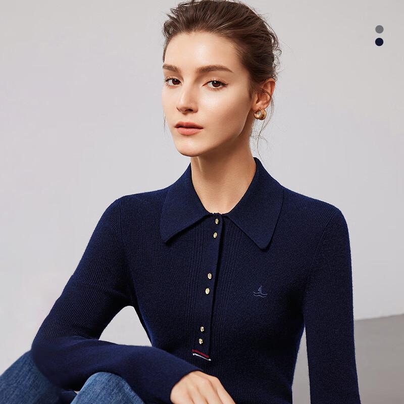 Navigare Women's Lapel Wool Knit Sweater