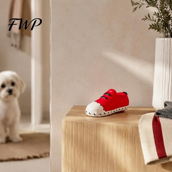 Natural Rubber Dog Toys for Aggressive Chewers Cartoon Shoe Squeaky Toy, Funny Sneaker Shape Chew Toy Soft Elastic Teething Dogs Small Medium