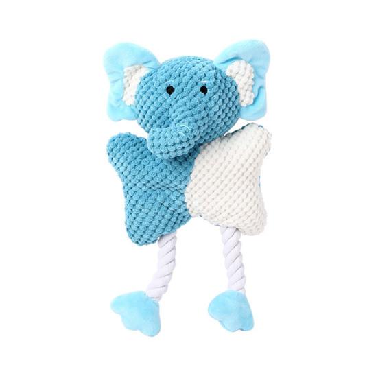 Plush Dog Toys Squeaky Pet Toys for Dogs Interactive Tug-of-War Chew Toys Durable Knot Design Plush Toy for Teeth Grinding Anxiety Relief And Play синий