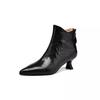 Women's V-Cut Stiletto Heel Ankle Boots, Pointed Toe, Fleece-Lined, Back Zipper - 2025 Autumn/Winter Collection.