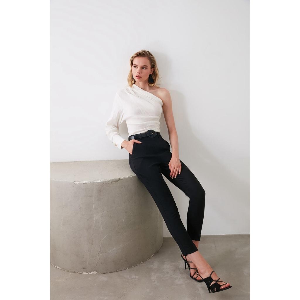 Black Basic Woven Trousers Twoss19st0038