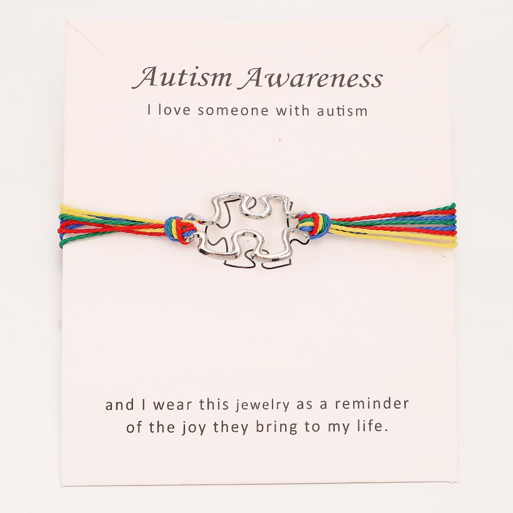 Autism Awareness Bracelet Puzzle Piece Charm Bracelet Adjustable