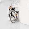 Fashion Jewelry Shiny Rhinestone Cute Double Cats Kitten Crown Brooch Pin Gift