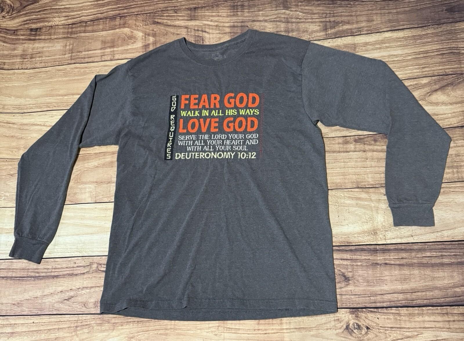 Embroidered Jesus God Fear Love God Will Judge You Repent T Shirt Size Large L XXXXL