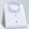 Men's Short Sleeve Shirt New Men French Cufflinks Shirt Casual Male Brand Solid Color White Pink Blue Slim Fit Cuff Dress Shirts