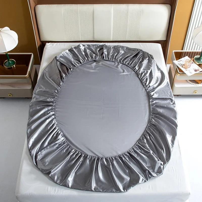 Europäische und Amerikanische Größen Satin Spannbettlaken Glatt Hautfreundlich Elastisches Band Bettlaken King Size Rayon Voll Bettlaken 180x200