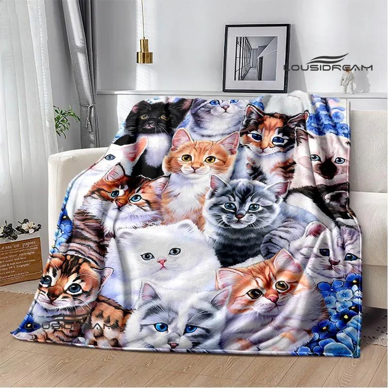3D Cute Cat Printed Blanket Flannel Warm Blankets Soft and Comfortable Blanket Bed Linings Cubre Cama Birthday Gift