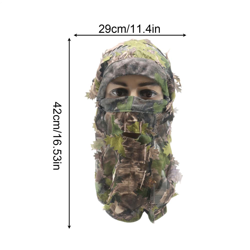3D Blätter-Ghillie-Hut Vollgesichts-Tarnung Verstellbare Versteck-Kopfbedeckung für Outdoor-Jagd & Wildtierfotografie