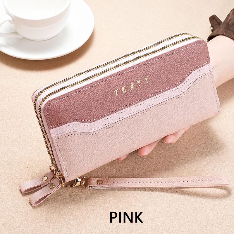 

Новые женские кошельки. Длинный кошелек для девочек с большой вместимостью. Двойные женские кошельки. розовый