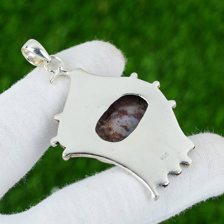 Natural Rainbow Jasper Gemstone Pendant 925 Sterling Silver Jewelry For Women