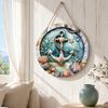 Decorative Hanging Sign Lightweight Wooden Wall Art Sign with Marine Elements Rudder Lifebuoy