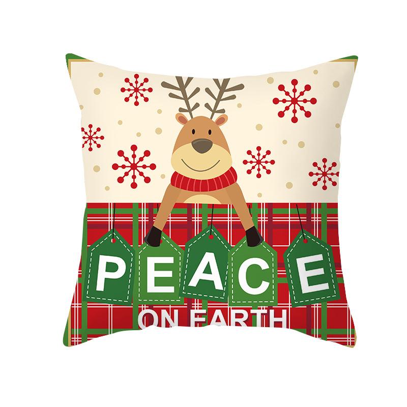 

Christmas Printed Pillow Case Peach Skin Nordic Simple Shopee Living Room Sofa Cushion Pillow 45 * 45Cm (without pillow core)