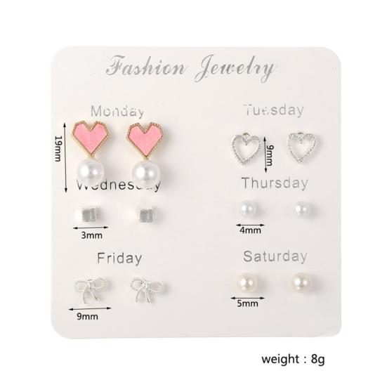 6 Paar Ohrstecker für Damen, Schneeflocke, Herz, Stern, Blatt, künstlicher Edelstein, Schmuck, Geschenk
