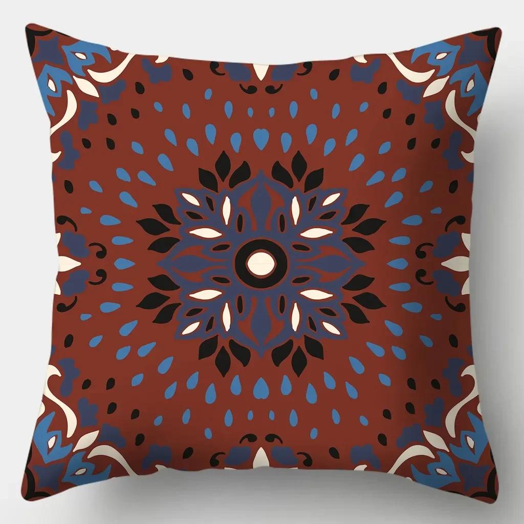 Fashion Retro Art Boho Style Pattern Printed Soft Square Pillowslip Polyester Cushion Cover Pillowcase Living Room Home Decor
