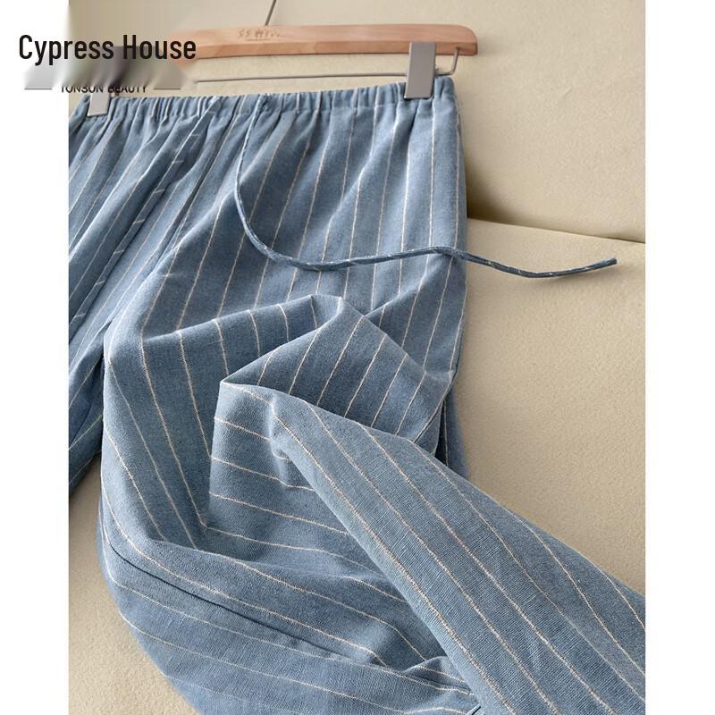 Women s Striped Elastic Waist Wide-Leg Casual Pants L