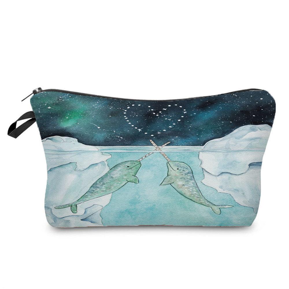 Women Whale Print Cosmetic Bag Toiletries Organize Travel Storage Case 6688