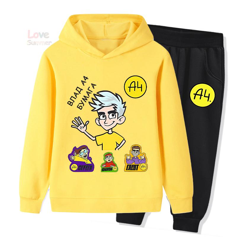 Merch A4 Winter Kinder Sportbekleidung Set Hoodies Jogginghosen Mädchen Junge Kapuzenpullover Kinder Outfit Pullover Hosen Anzug