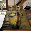 Mandala Buddha Duvet Cover Set King Size Exotic Ethnic Bohemian Bedding Set Golden Black Lotus Flowers Gorgeous Comforter Cover