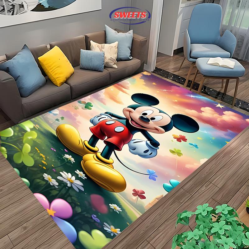 New To Disney Mickey Mouse Carpet! Bedroom Living Room Bed Mat, Non-slip Exquisite Home Decor, Durable Machine Washable Rug Gift