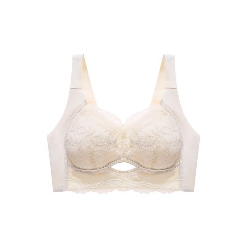 Lace Bra Women's Beautiful Back Fixed Cup Gathering Bra Anti Sagging Bra Anti Glare Bra Sexy Seamless Bra
