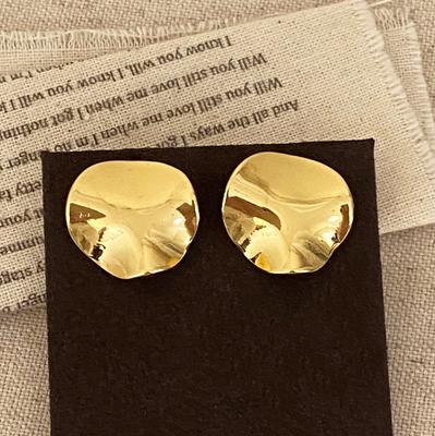 PONYKISS  Sterling Silver 18K Gold Irregular Round Stud Earrings for Women Minimalist Fine  Classic Accessories