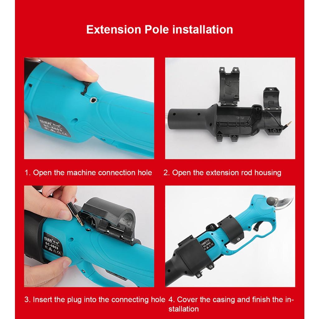 16.8V 2000mah Electric Pruning Shears with Extension Rod Cordless Electric Scissors Pruning Shear Tree Branches Garden Tools