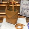 2026 New Genuine Leather Women's Bag Deformation Geometric Splicing Folding Tote Single Shoulder Diagonal Cross Trendy Manufacturer