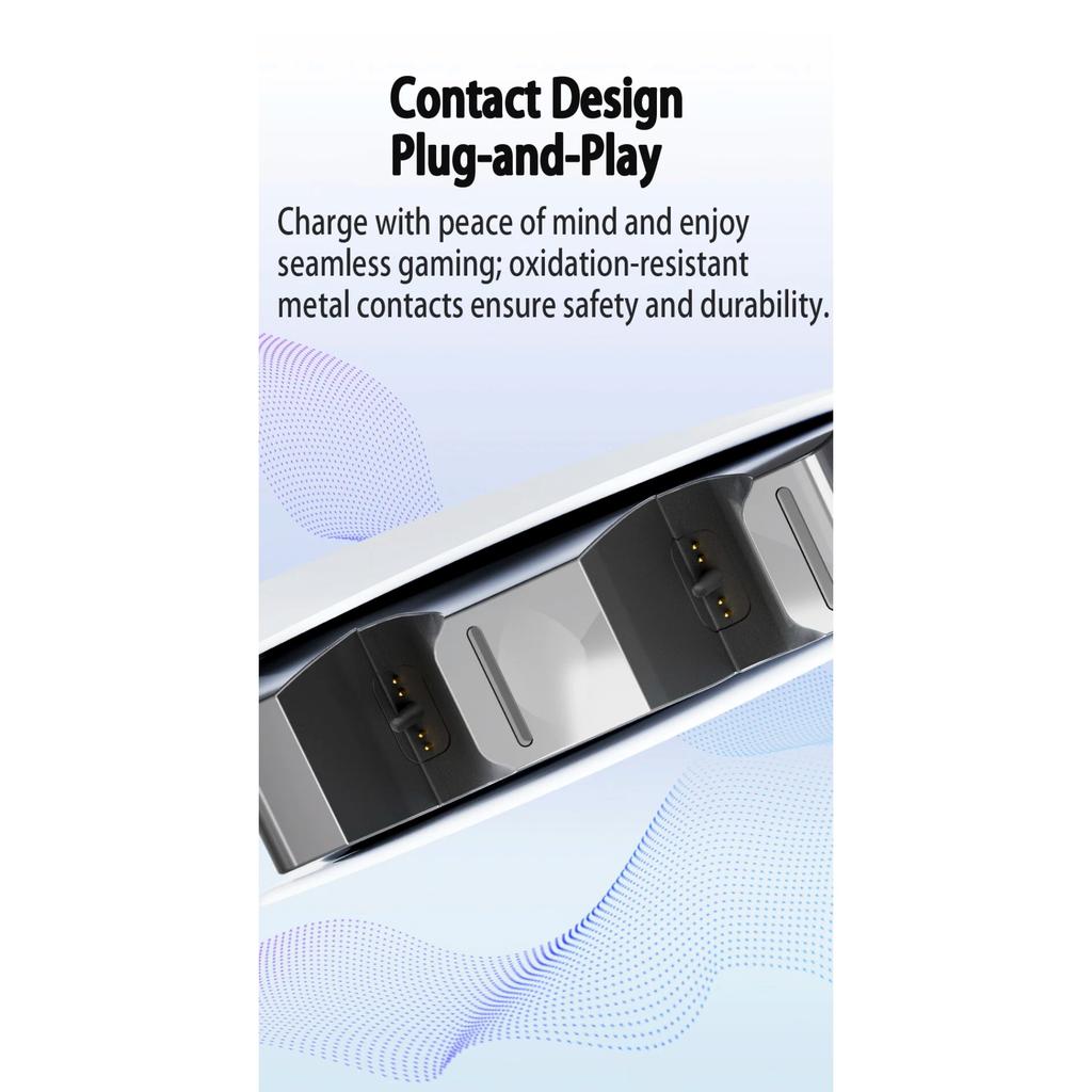 Dual Fast Charging Dock Station for PS5 Controllers, Plug & Play Contact Charger with LED Indicator Lights