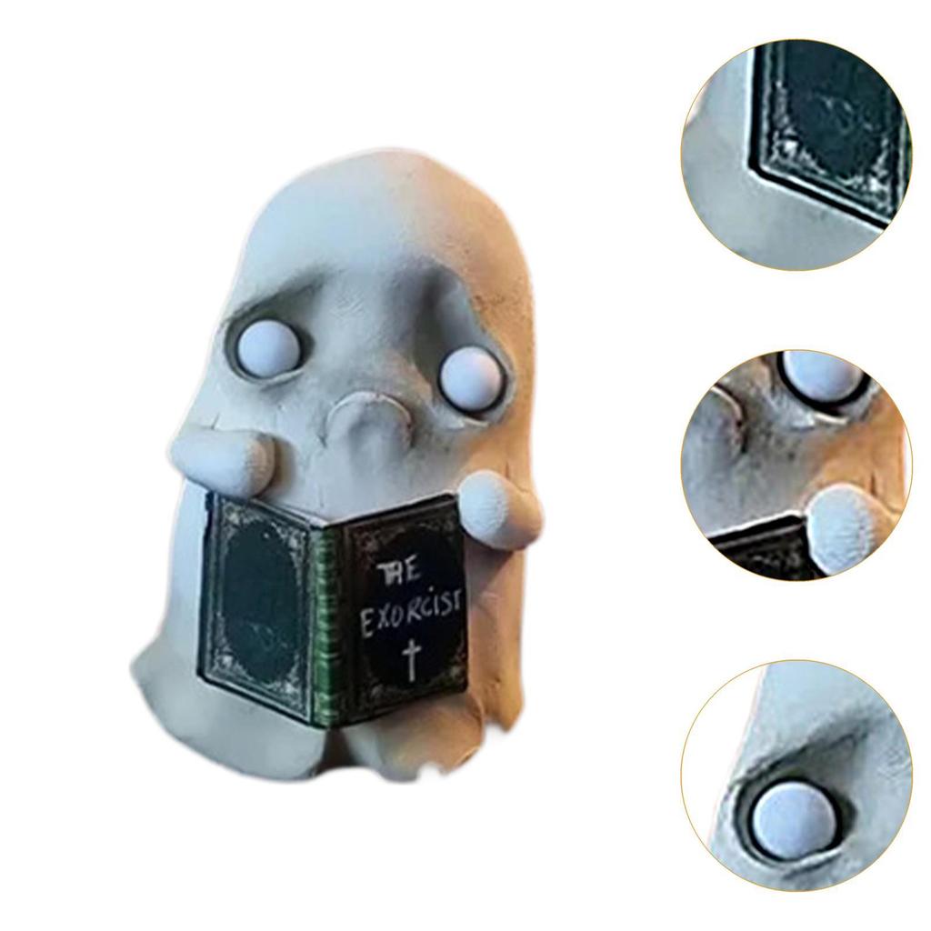 Halloween Ghost Figurine with Book Party Accessory Miniature Ghost Figurine