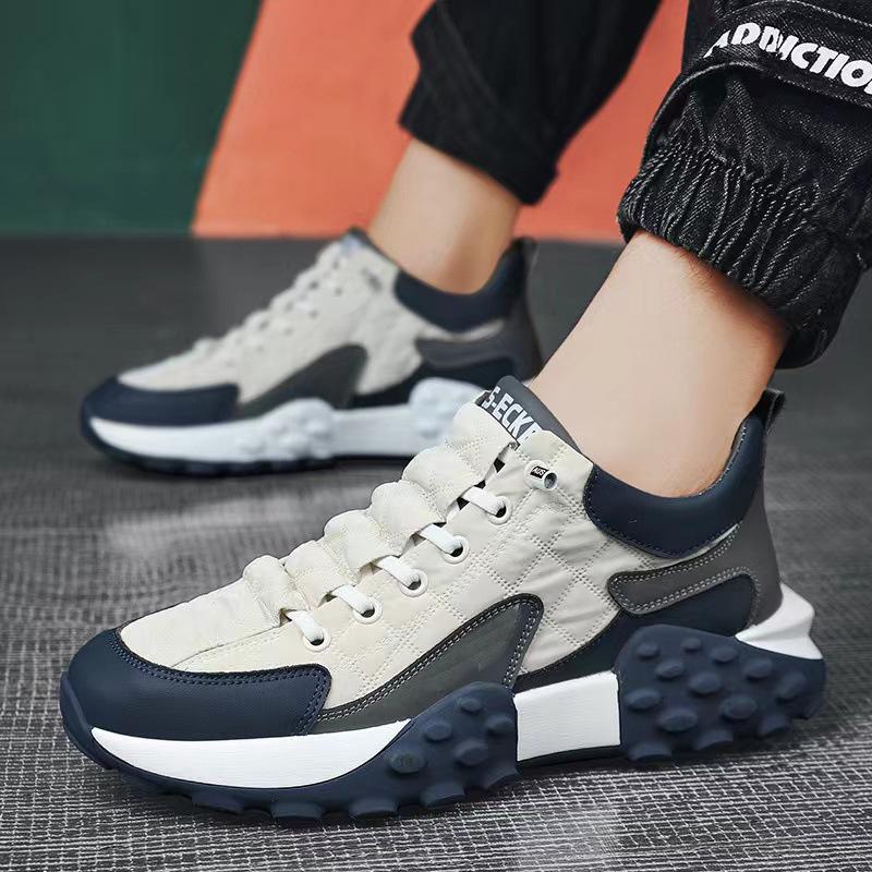 Męskie buty do biegania w blokach kolorystycznych w dużych rozmiarach - Modne buty 'dad shoes' na grubej podeszwie do sportu i na co dzień
