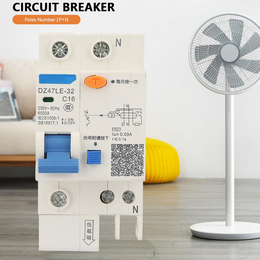 DZ47LE 32 1P+N 16A 230V Earth Leakage Safety Protection Circuit Breaker (16A)